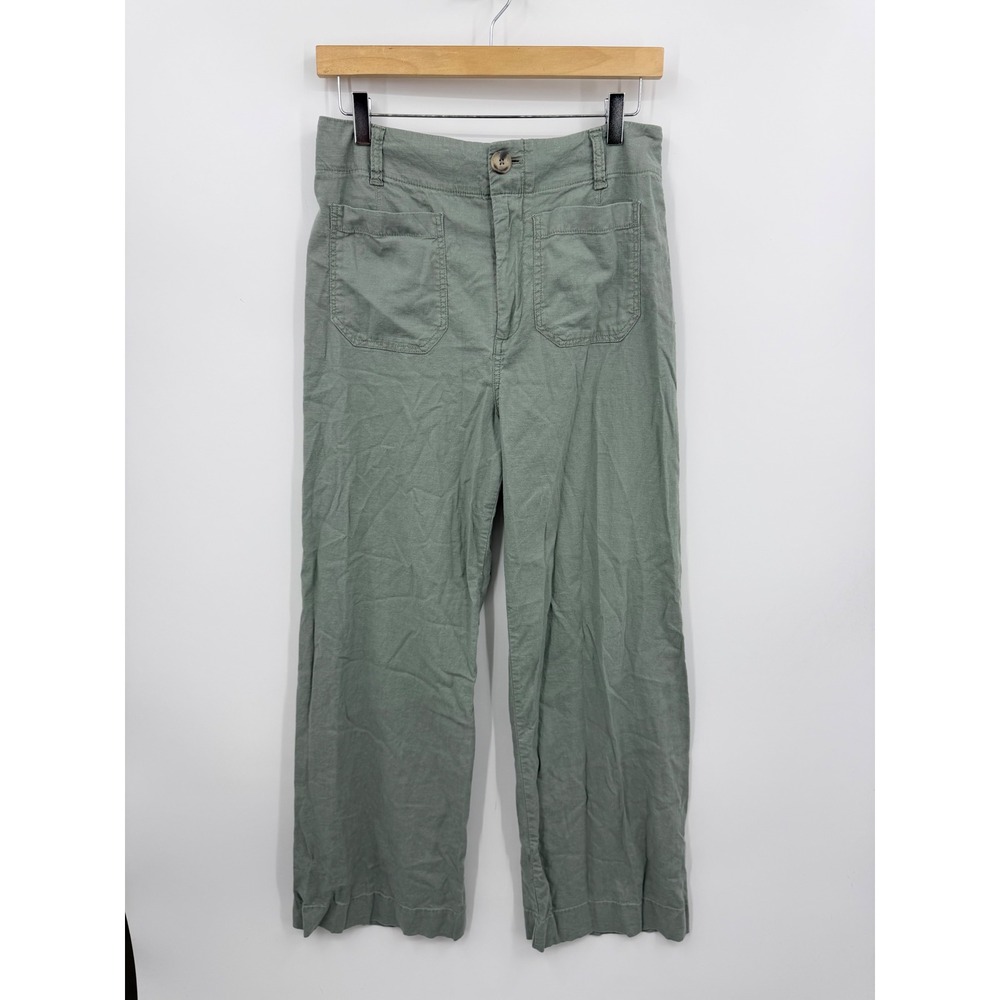 Maeve The Colette Wide Leg Pants Womens 29 Green Utility High Rise - Picture 2 of 11
